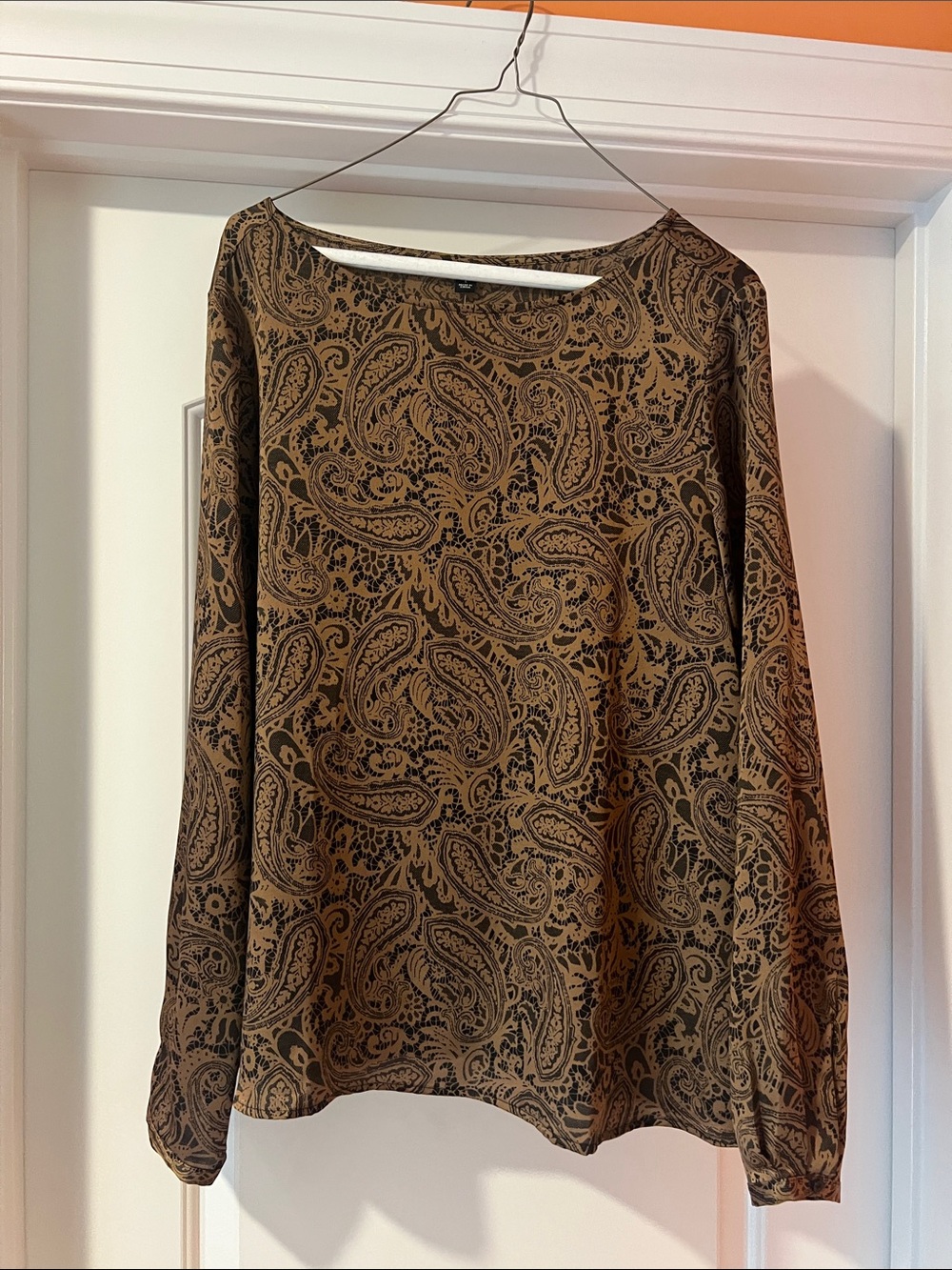 Ann Taylor Brown Paisley Long-Sleeve Blouse